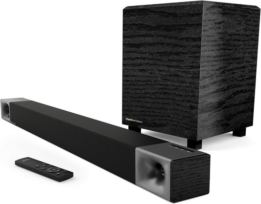 Klipsch Cinema 400 Soundbar & 8-Inch Wireless Subwoofer with HDMIARC, Black