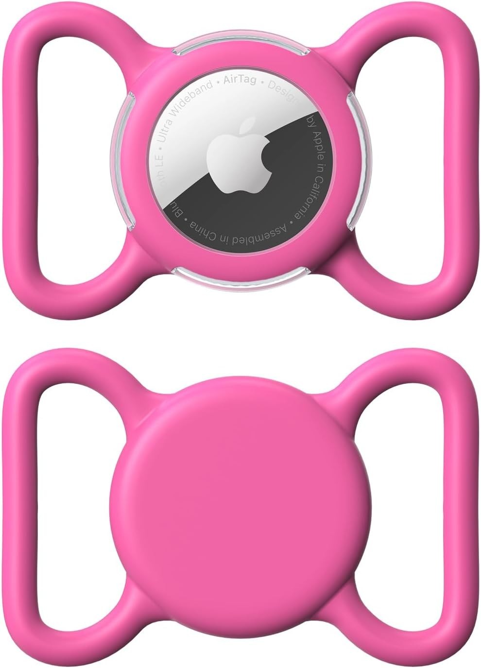 Waterproof Airtag Holder for Dog Collar – Soft, Durable Case (Rose, Large)