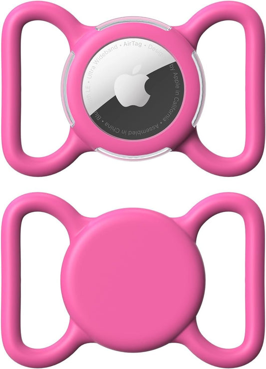 Waterproof Airtag Holder for Dog Collar – Soft, Durable Case (Rose, Large)