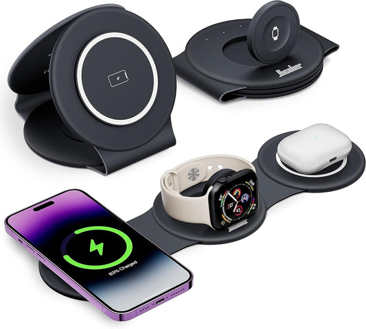 3-in-1 Wireless Charger for iPhone, Apple Watch & AirPods – 18W Foldable