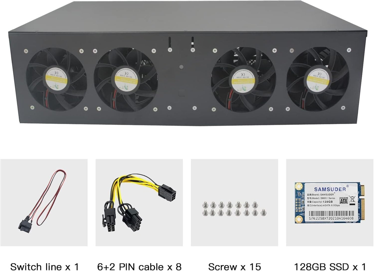 AXOTEN GPU 8 Mining Rig Frame 68mm Slots Power Supply Without