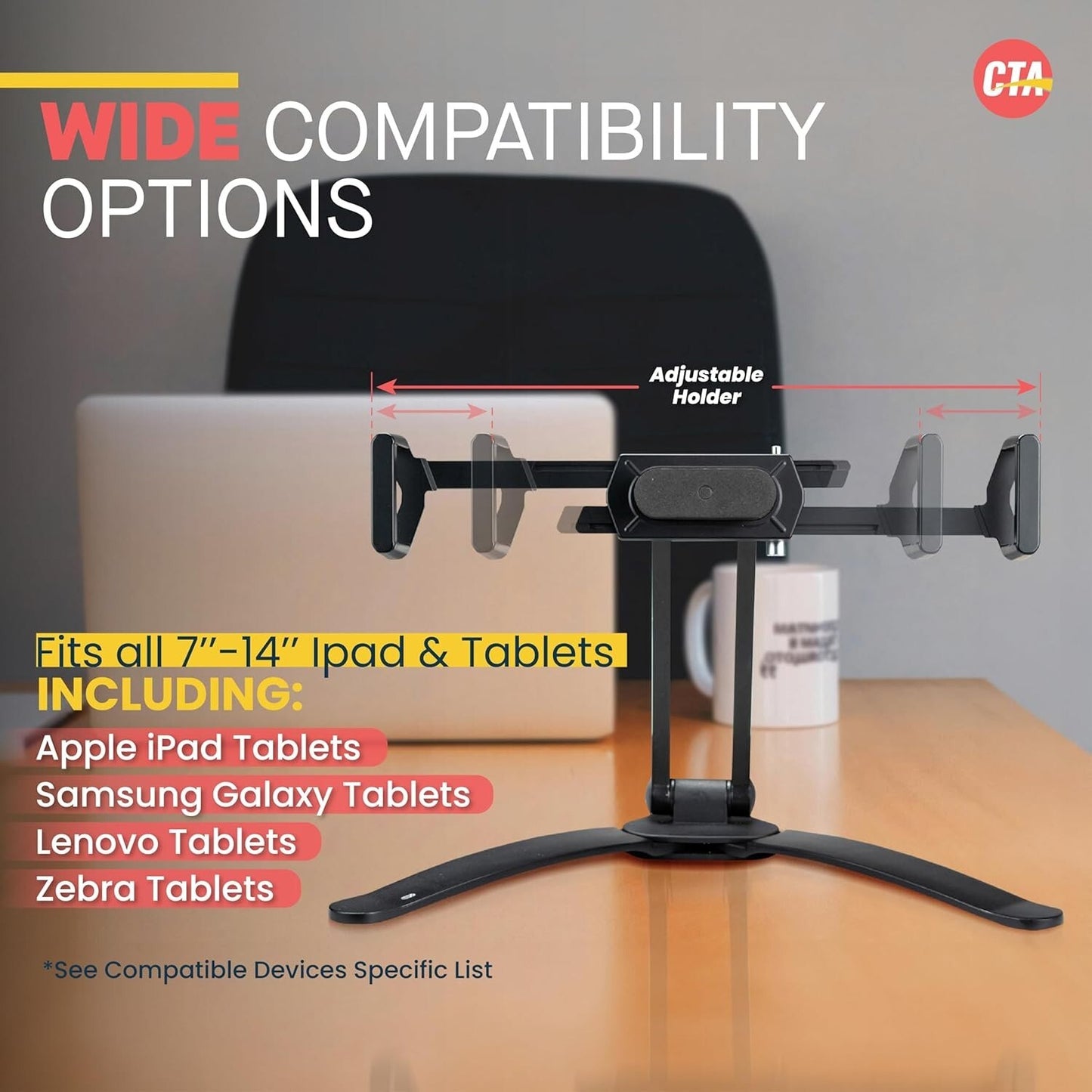 CTA BLACK Digital Stand Wall Mount iPad 10th Gen 109iPad 789 Gen 102