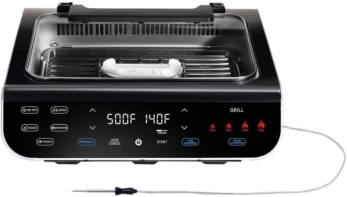FoodStation Smokeless Grill & Air Fryer – 6-in-1, XL Surface, Temp Probe