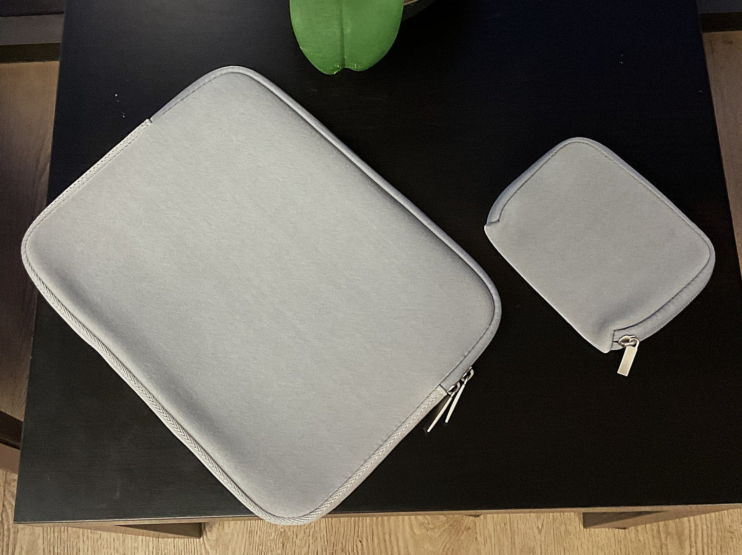 2PC Sleeve Laptop 12" x 9.25" Padded Silver Case / Sleeve Neoprene Bag + Pouch