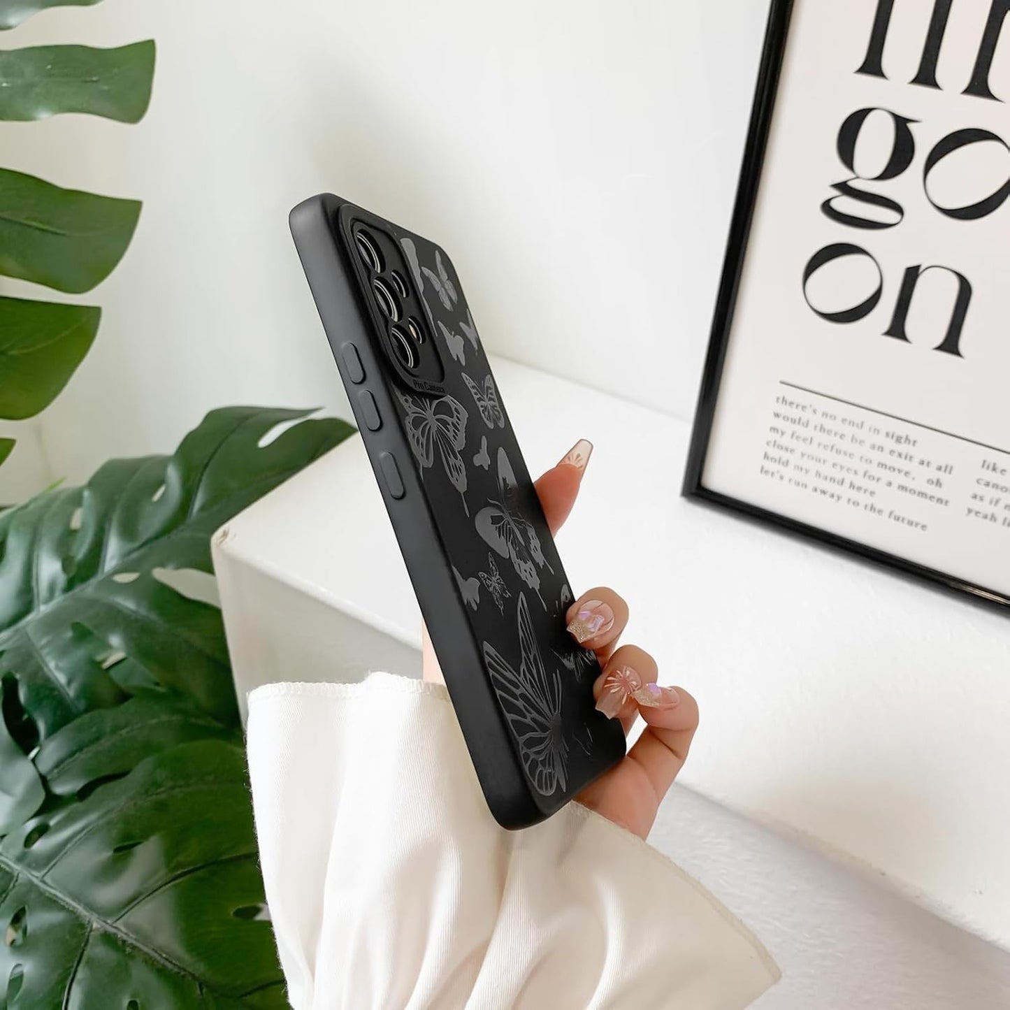 Compatible for Samsung Galaxy A13 4G Case Cute Cool Butterfly with Black Design