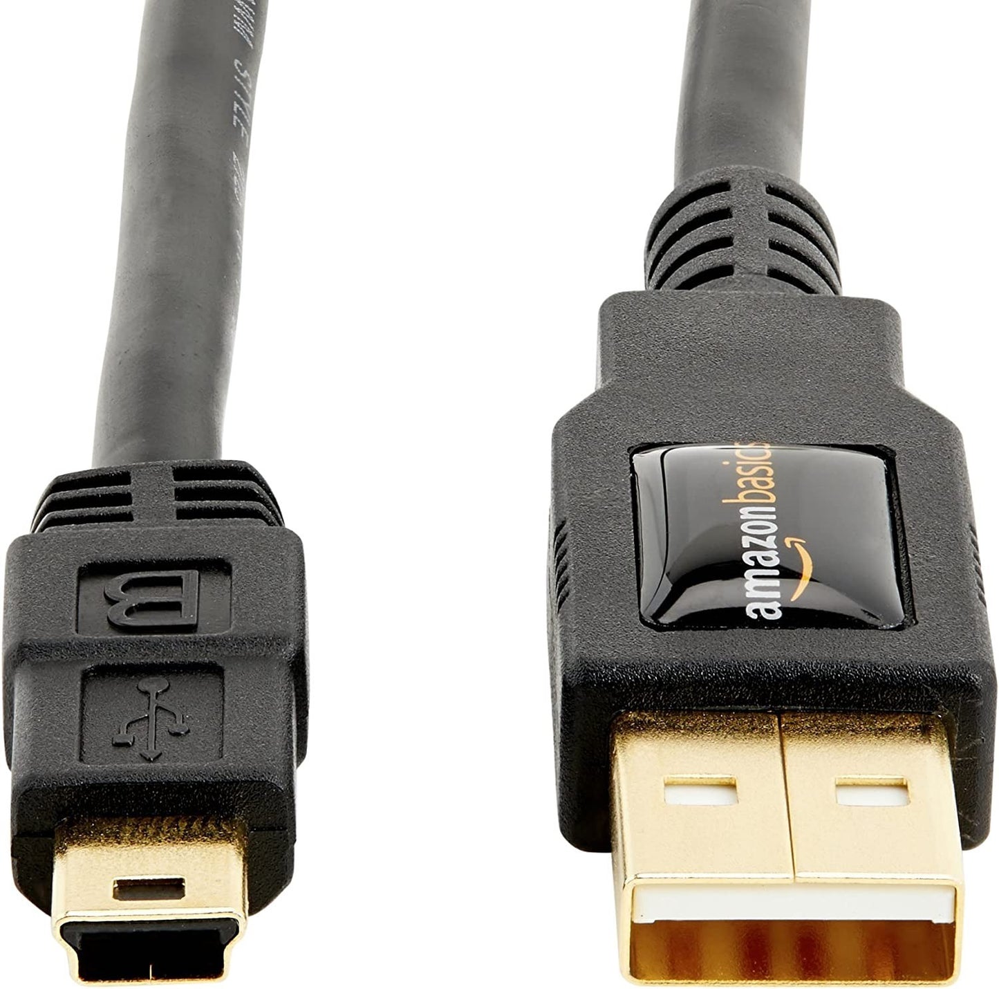 Amazon Basics USB-A to Mini USB 2.0 Cable – 3ft, 480Mbps, Gold-Plated, Black