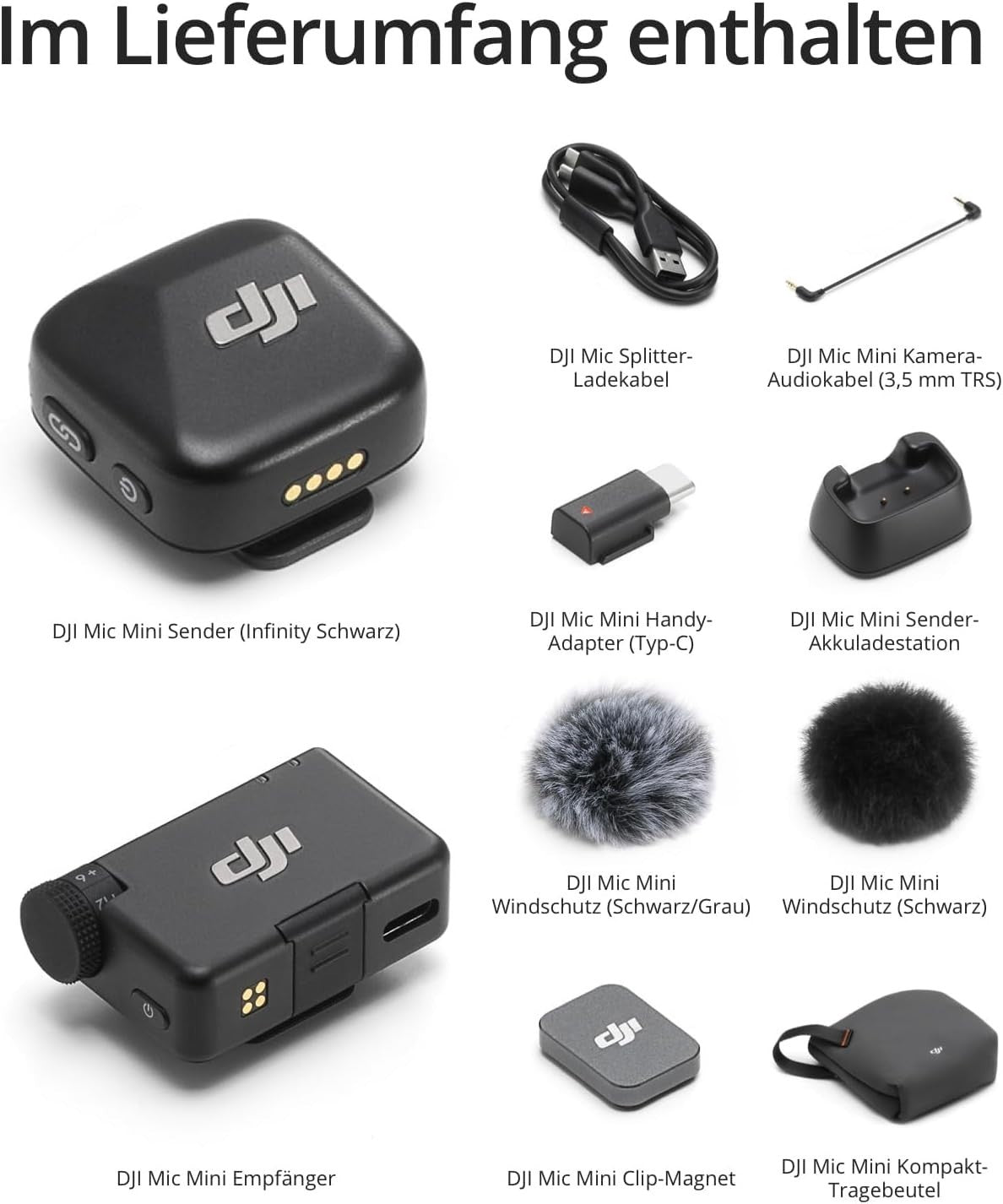 DJI Mic Mini (1TX+1RX) Wireless Lavalier Mic – iPhone/Camera, 400m, Noise Cancel