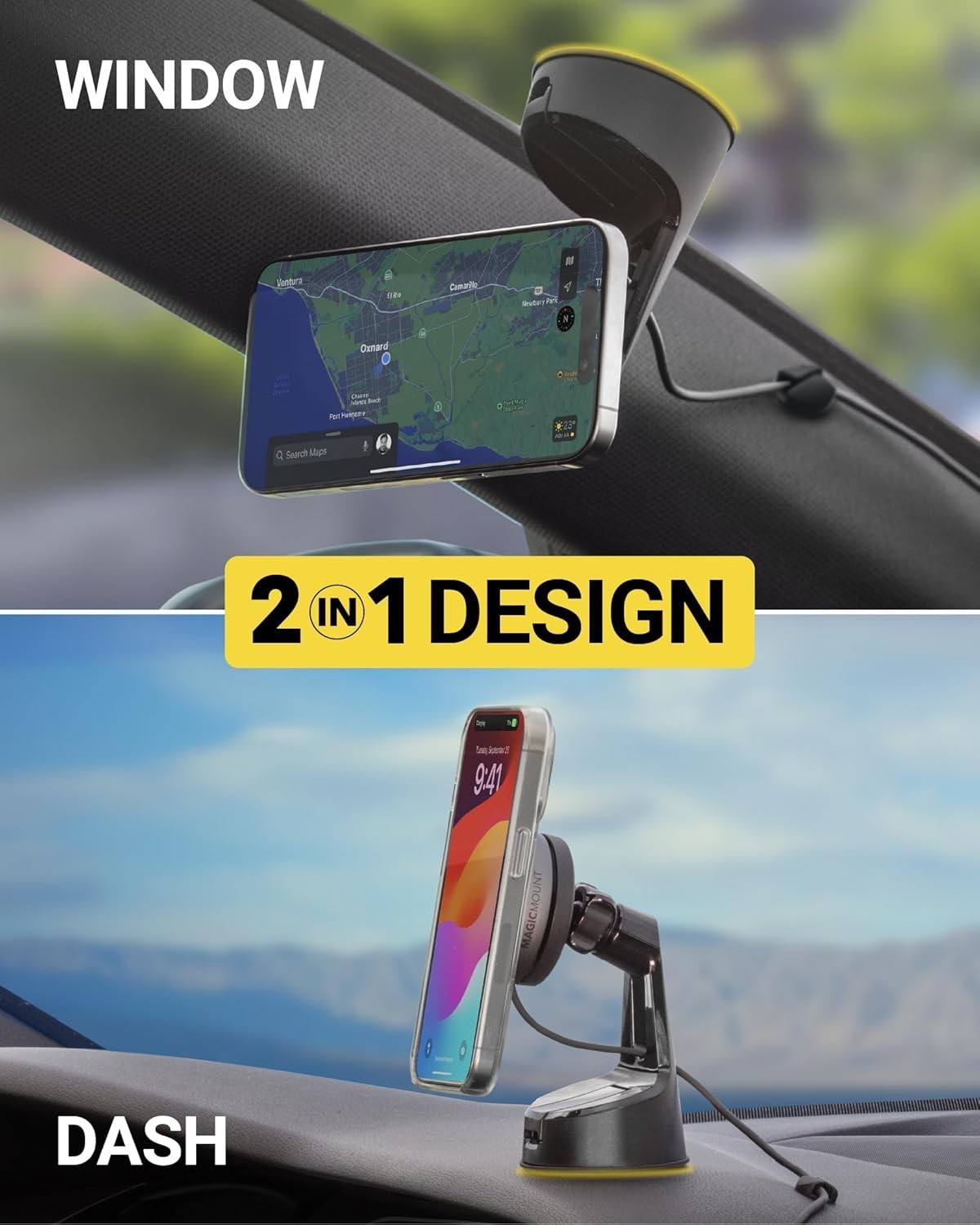 Scosche Qi2 MagSafe Car Mount 15W Wireless Charger w/ Suction Cup, iPhone 16/15