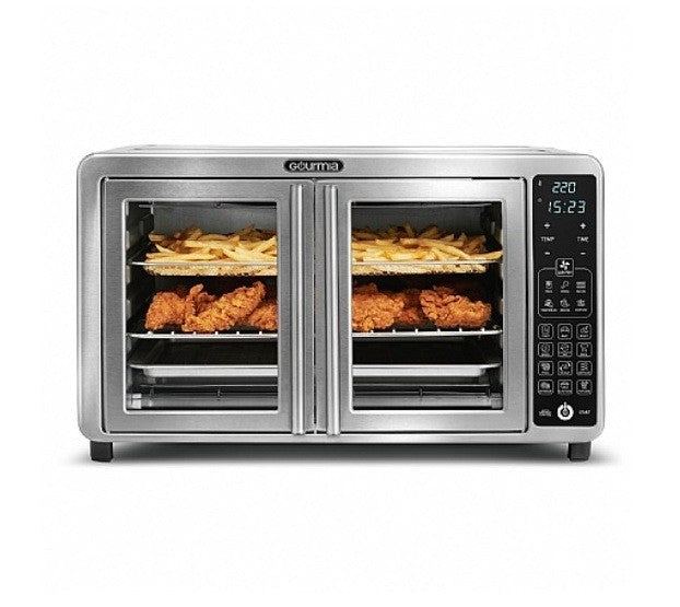 Gourmia GTF7660 Digital Air Fryer Oven – 19 Functions, SS, French Door, 12-Slice