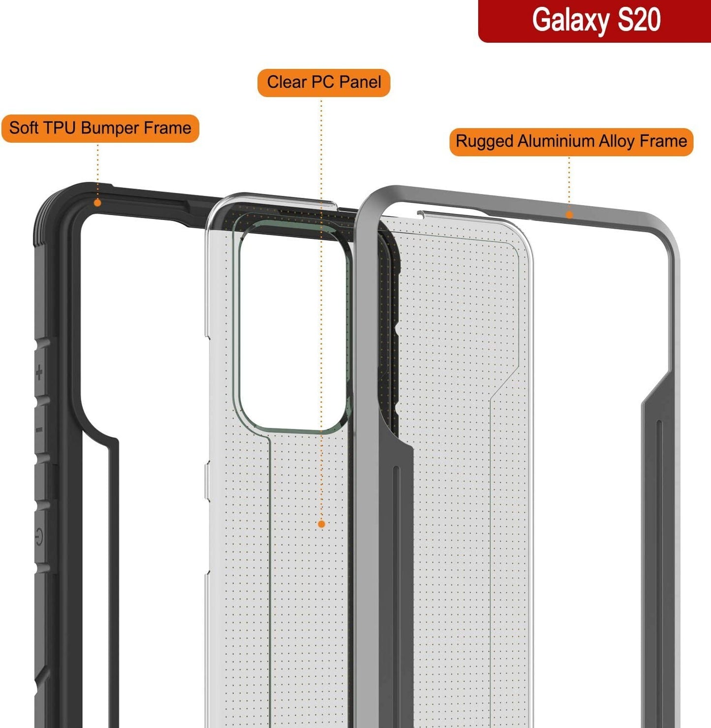 S20 PunkCase Galaxy Armor Stealth Series Ultra Thin Protective Military