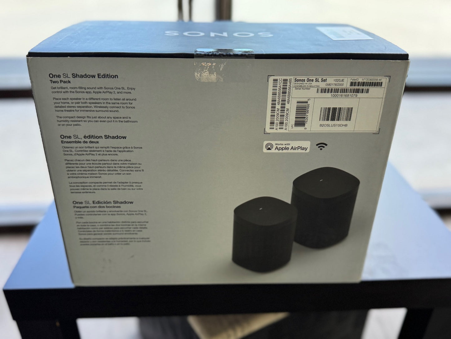Sonos One SL Wireless Smart Speaker Shadow Edition 2 Pack B20SLUS1SDHB