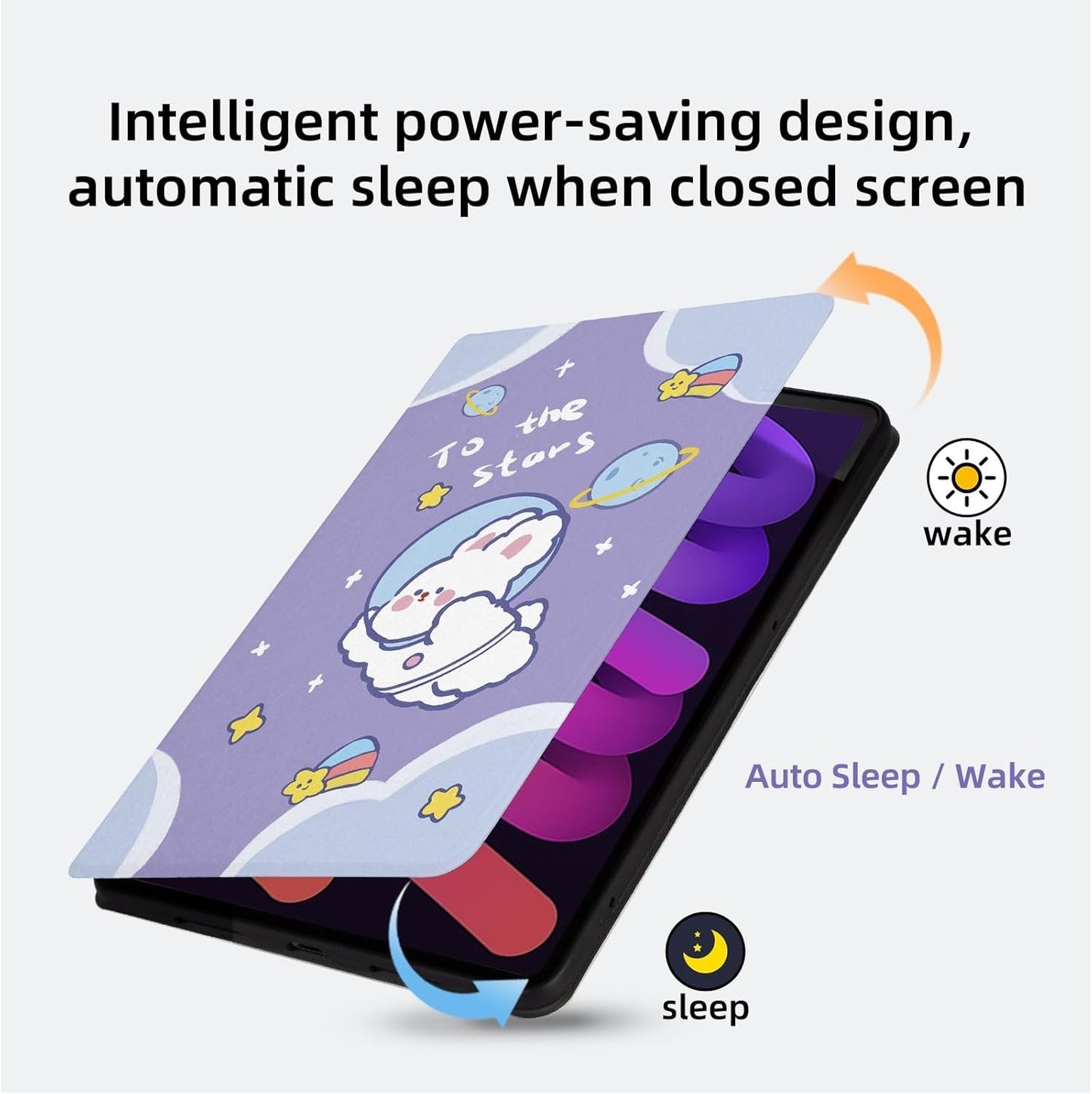iPad Mini 7 Smart Stand Shell Protective Case w/ Auto Sleep/Wake -Cute Rabbit