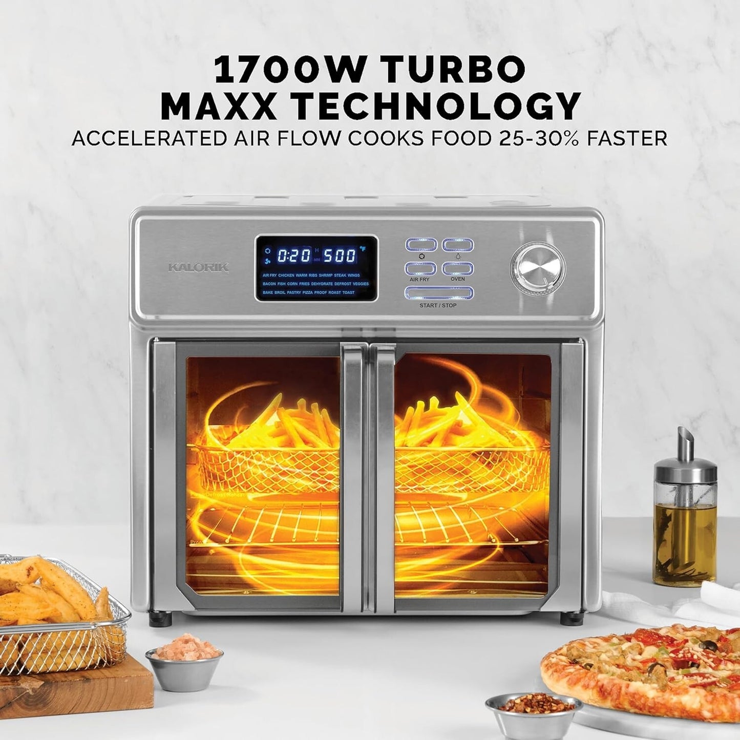 MAXX 10- Kalorik 26qt Digital Air Fryer Oven in1 up degrees
