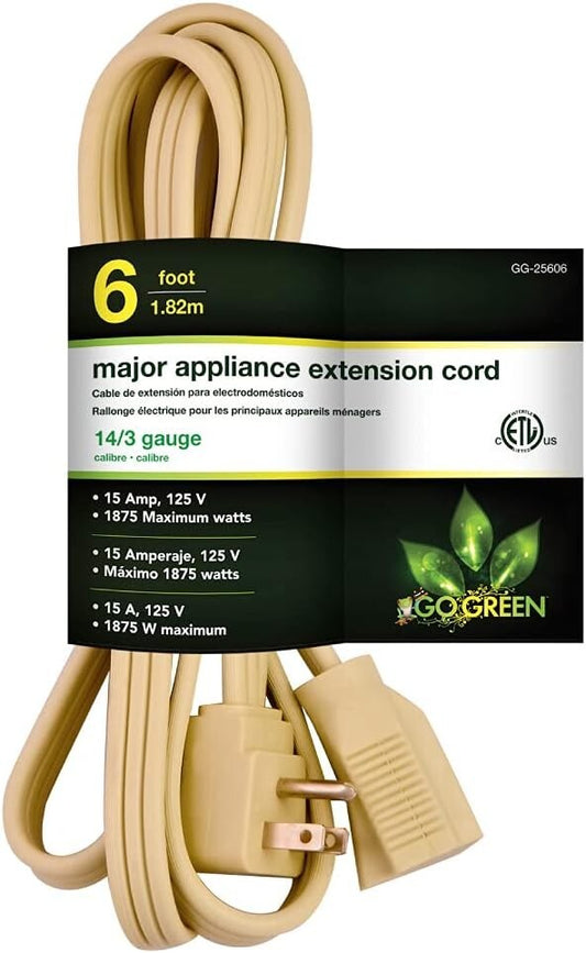 GG-25606 Go Green Power Inc 6 143 Appliance Cord Beige