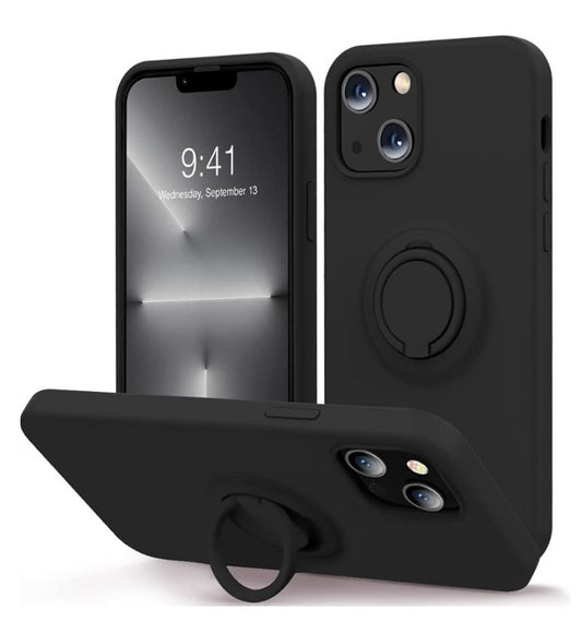 MOCCA iPhone 13 Pro Case 6.1" – Black Silicone w/ Ring Kickstand - OEM