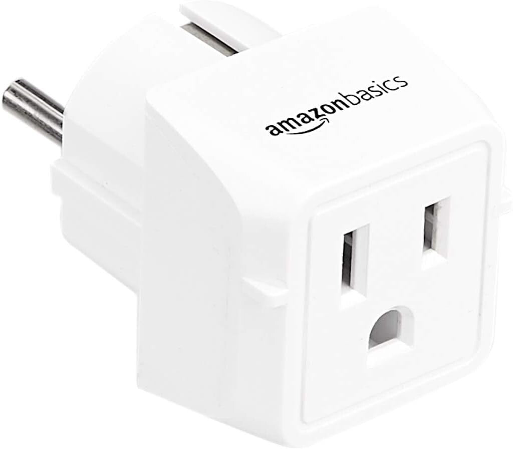 WHITE Amazon Basics 3Pack Travel Plug Adapter Type EF Europe