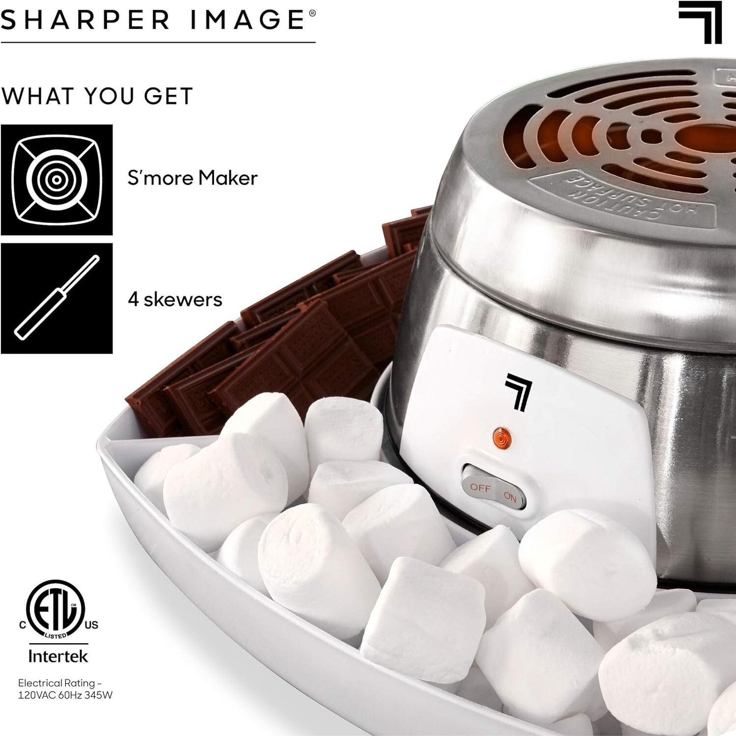SHARPER IMAGE Electric Tabletop Smores Maker Indoors 6 Piece Set