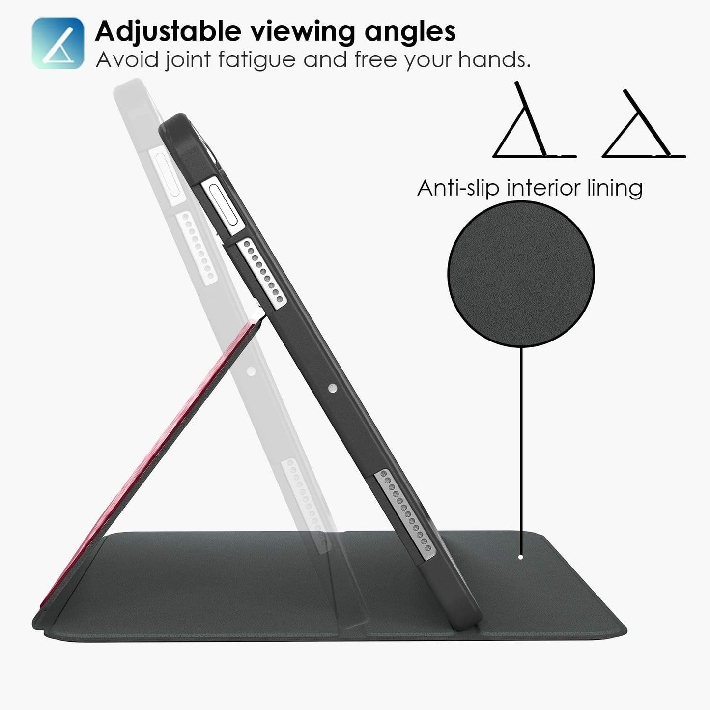 Supveco iPad Air 11" (M3/M2) & 10.9" (5th/4th Gen) Shockproof Folio Case – Wine