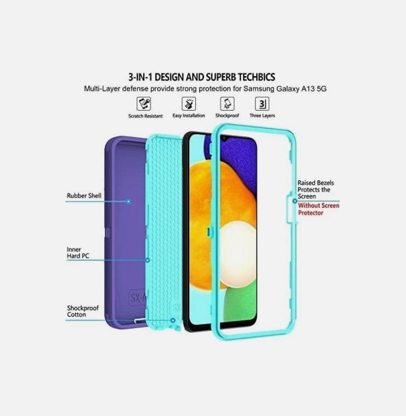 ONOLA Galaxy A13 5G Case – Shockproof 3-Layer + 2 Screen Protectors - OEM