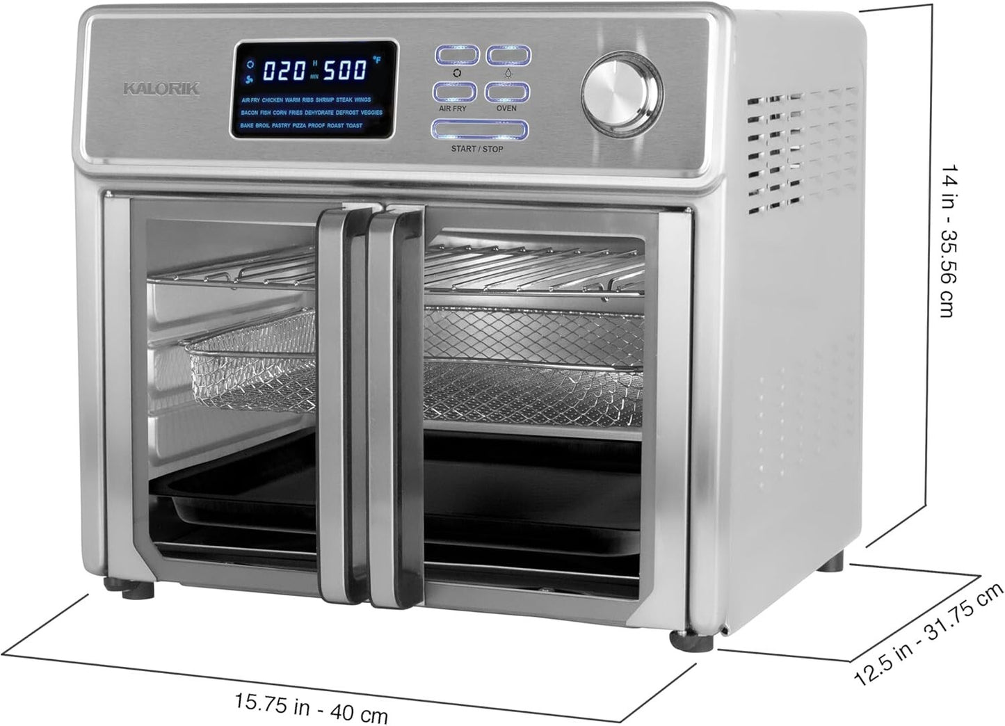 MAXX 10- Kalorik 26qt Digital Air Fryer Oven in1 up degrees