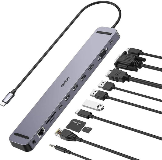 CHOETECH 11-in-1 USB C Docking Station with 100W PD, 4K HDMI and RJ45 Ethernet