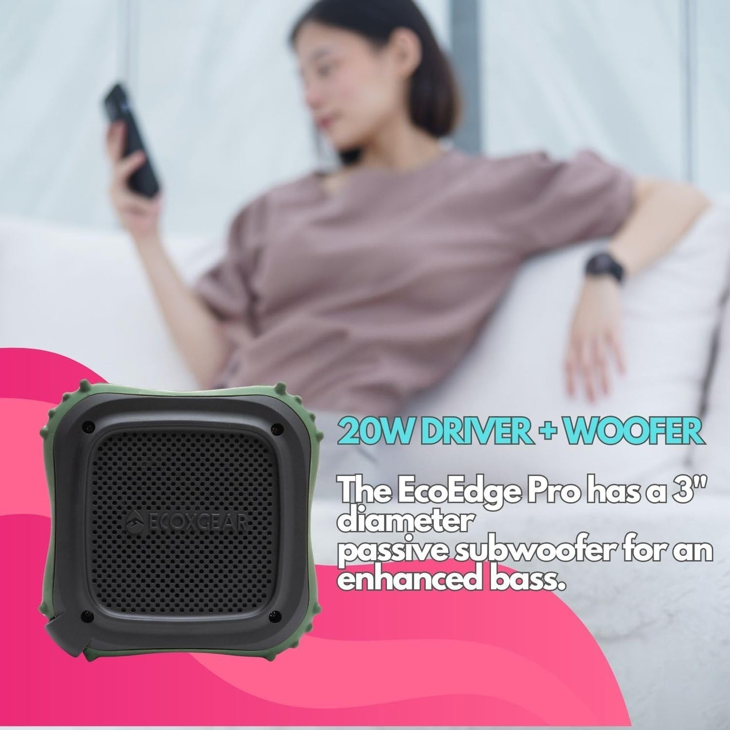 ECOXGEAR EcoEdge Pro Bluetooth Speaker – Waterproof 20 W, LED Party Lights Black