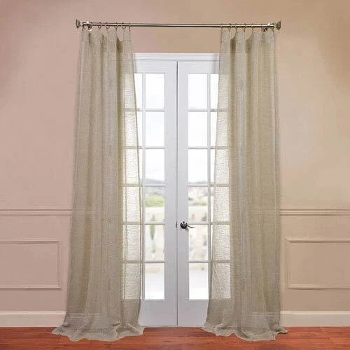 Half Price Drapes Open Weave Natural 50 x 120Inch Linen Sheer Curtain
