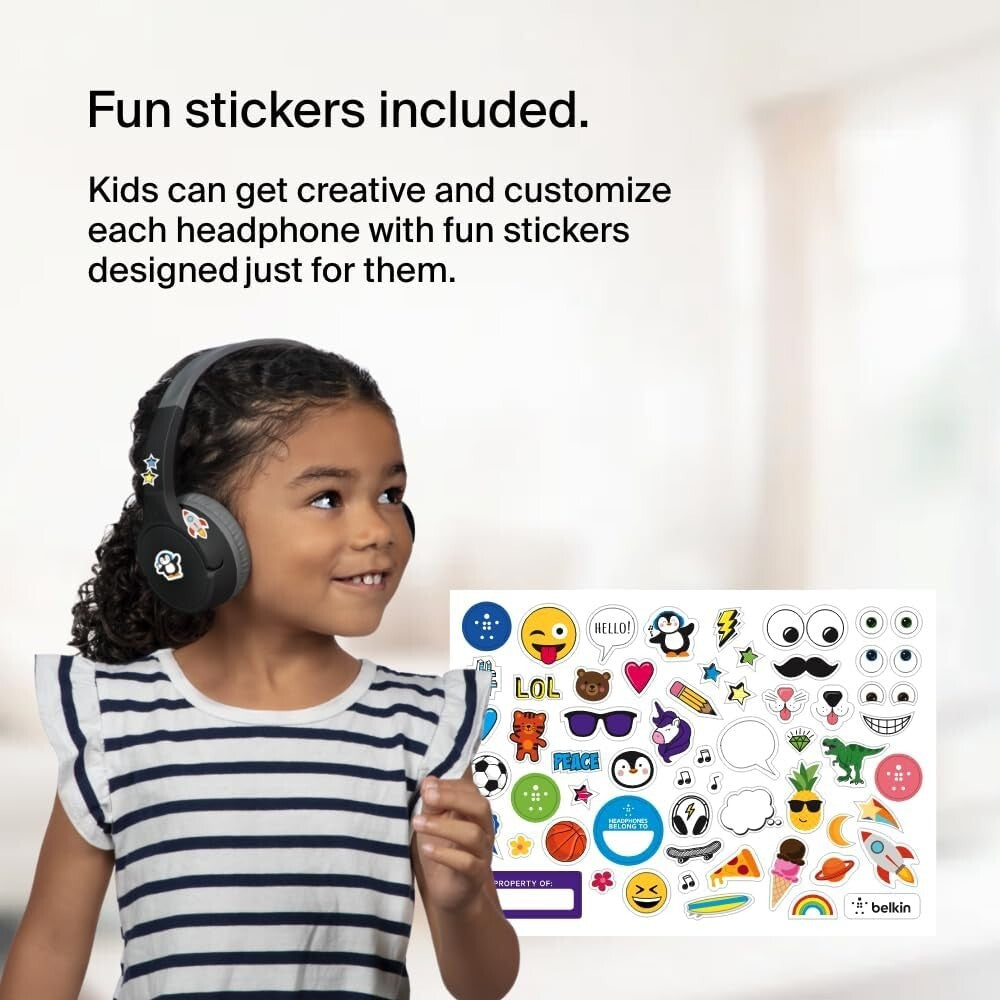 Belkin SoundForm Mini Wireless BT Headphones Kids Black