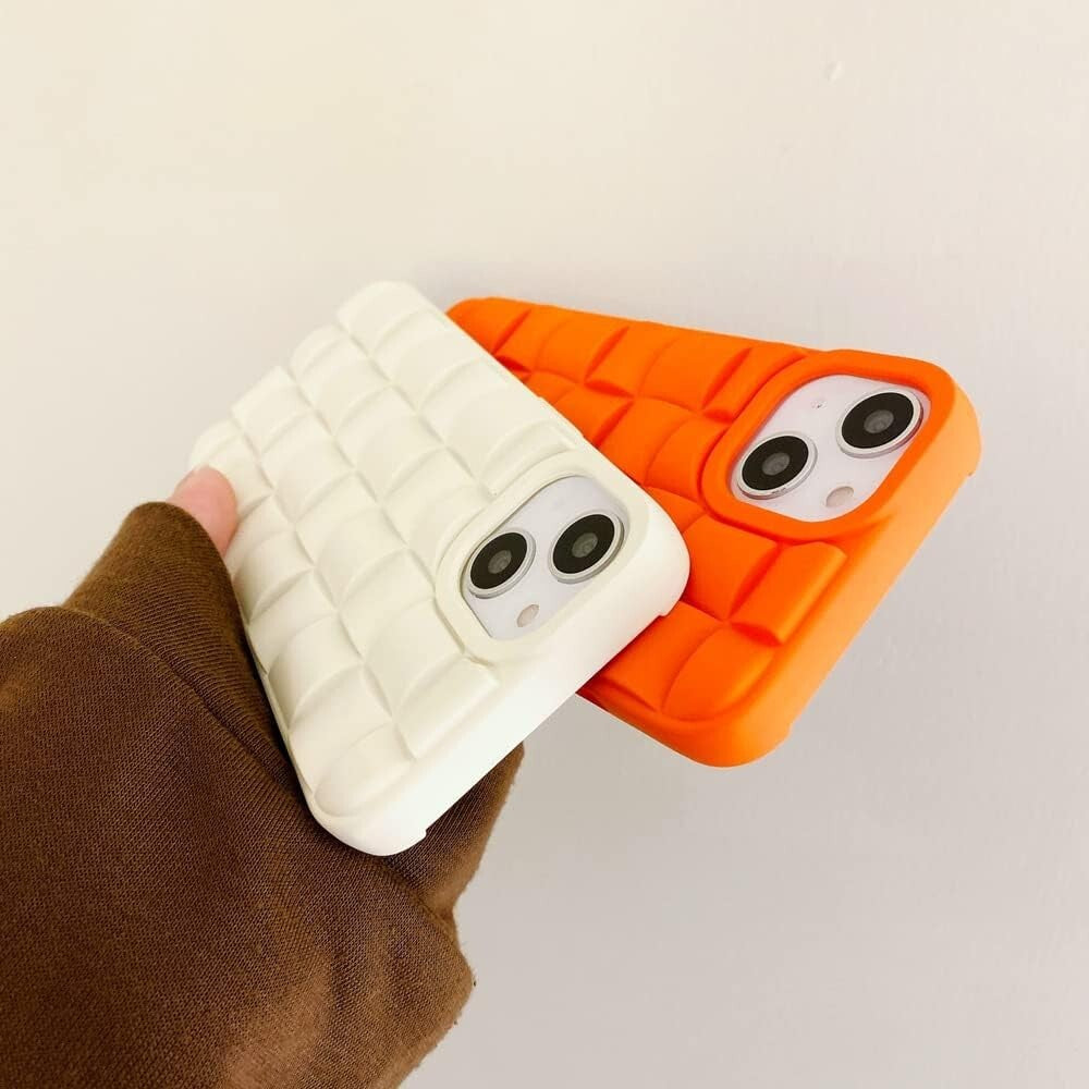 TPU iPhone Cute 3D Weave Grid Lattice Print Design Soft Silicone Camera