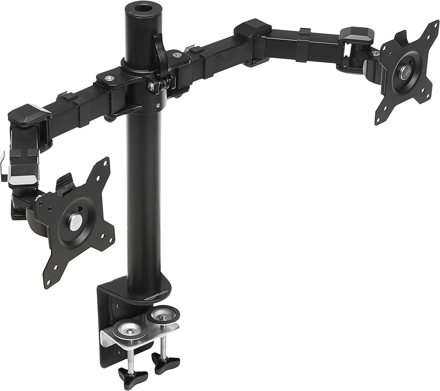 Amazon Basics Dual Monitor Stand HeightAdjustable Arm Mount Steel