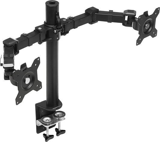 Amazon Basics Dual Monitor Stand HeightAdjustable Arm Mount Steel