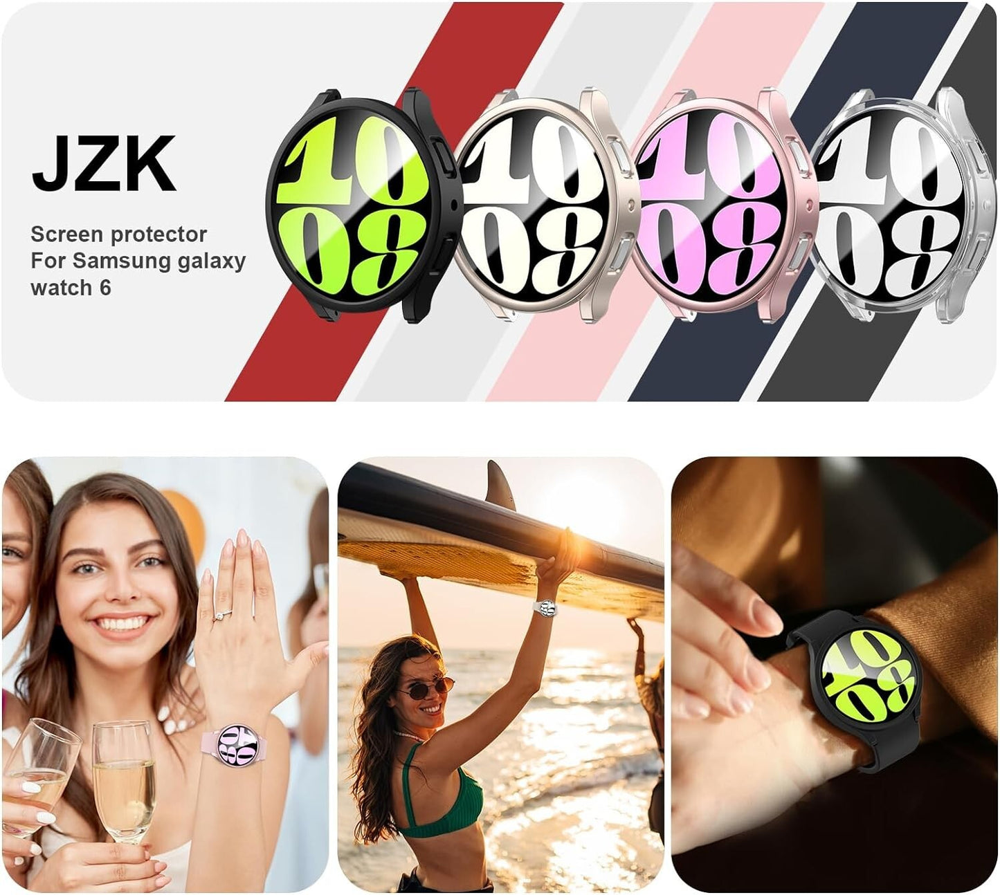 Samsung JZK 24 Pack Screen Protector Galaxy Watch 6 44mm 2 Hard PC Protec