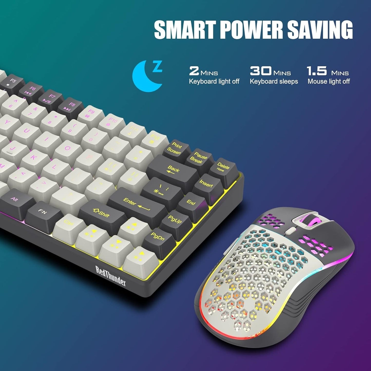 K84 RedThunder Wireless Keyboard Mouse Combo Rainbow Backlit