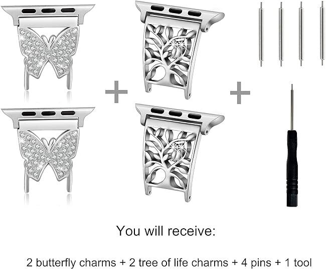 Love Lies Within 4 Metal Charms w Connectors Top Grain Leather Band Compatible