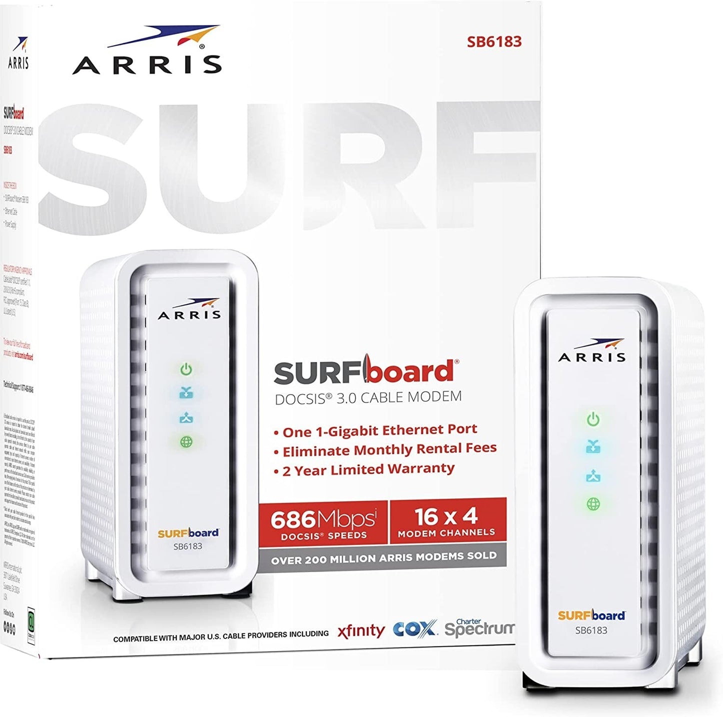 ARRIS SB6183 Surfboard 16x4 30 Cable Modem Black