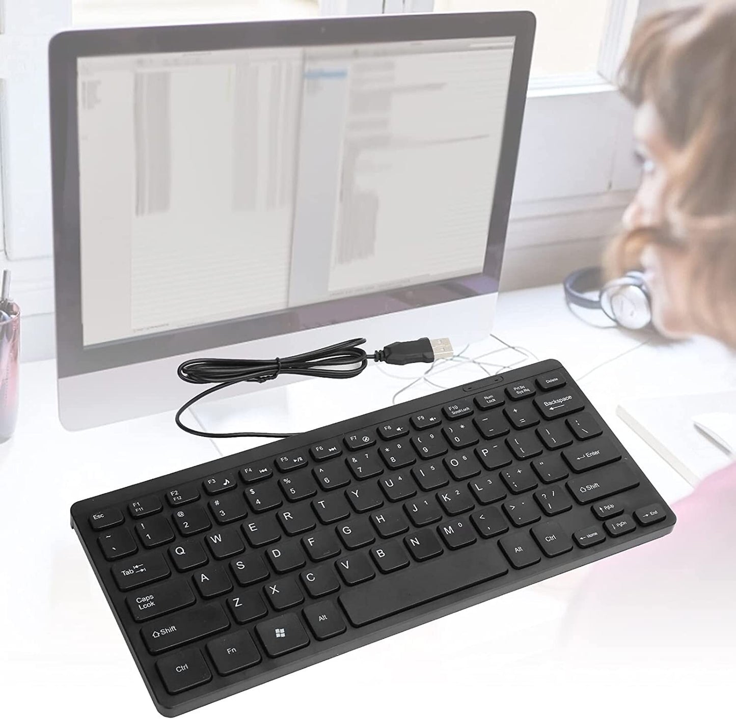 YYOYY K1000 UltraThin Mini MultiFunction Keyboard UltraLong Cable
