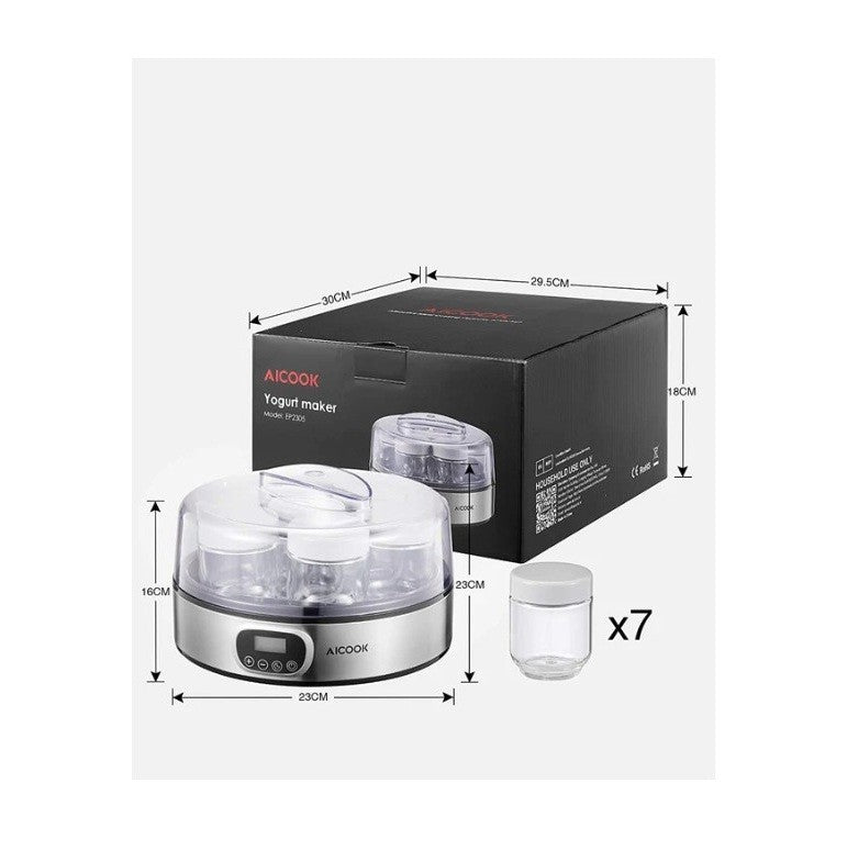AICOOK Automatic Digital Yogurt Maker Timer Control, LCD Display, 304 Stainless