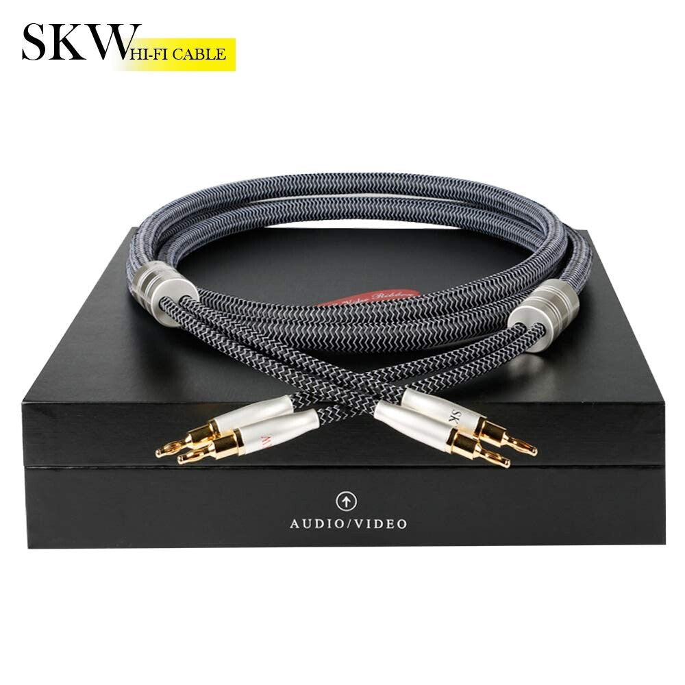 High End WG Series A Pair Speaker Cable w Convertible Banana Spade Plugs 10ft