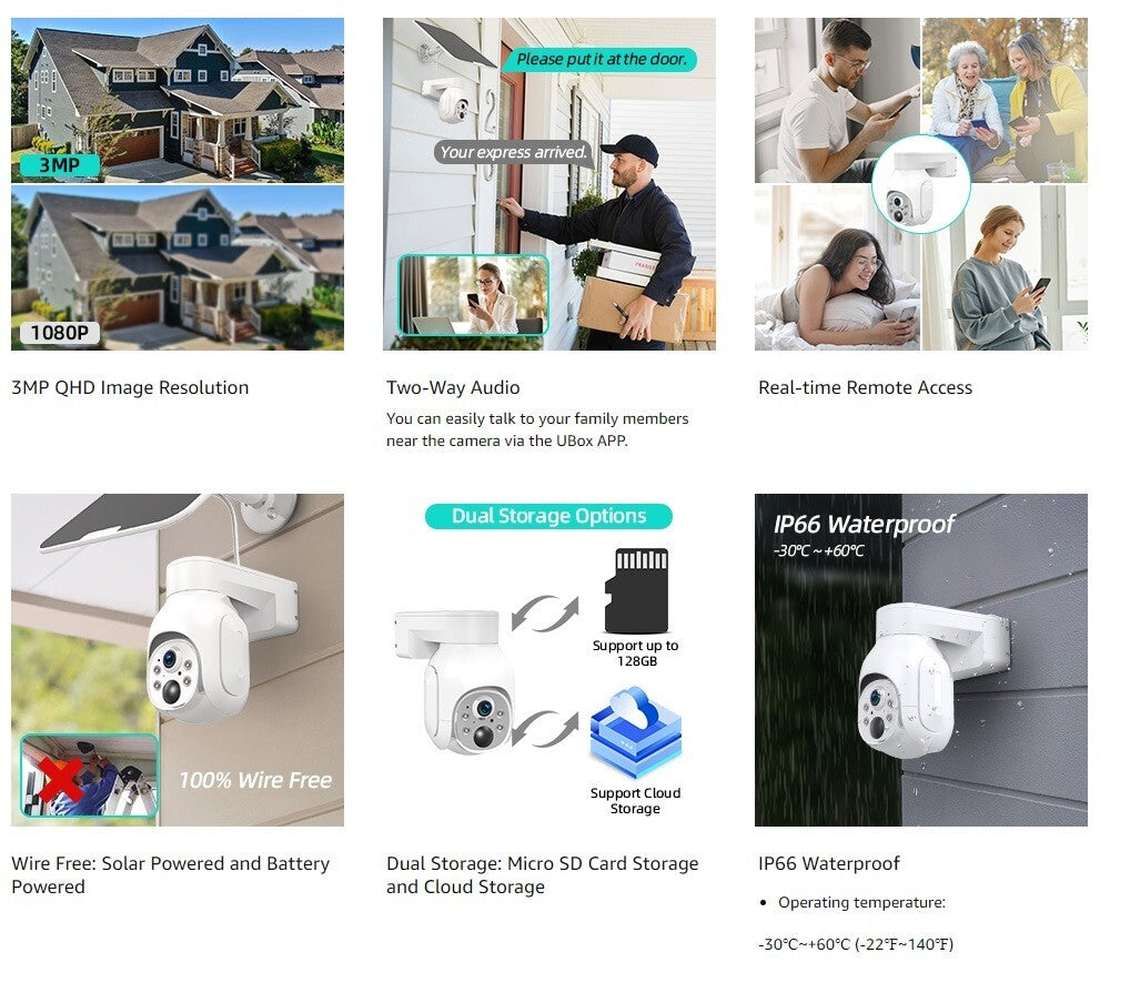 LTE SIM 4G Cellular Solar Security Camera Outdoor Card Battery Powered