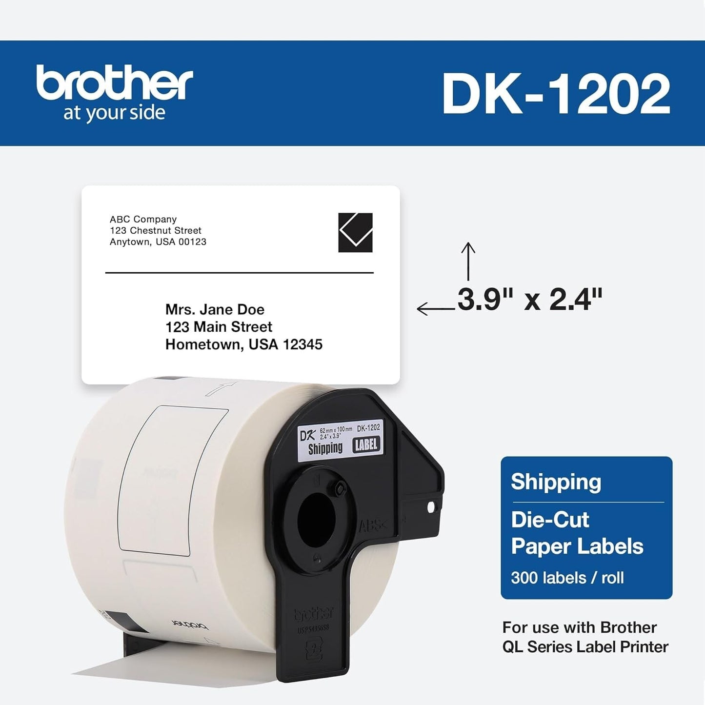DK-1202 Brother Genuine DieCut Shipping Paper Labels Long Lasting