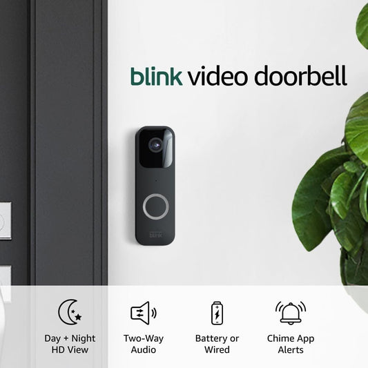 Blink Video Doorbell System (Black) – HD, 2-Yr Battery, Sync Module Core Include