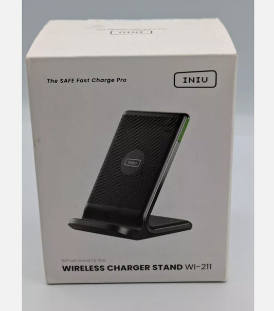 INIU Wireless Charger 15W Fast Qi Certified Charging Station w/ Sleep-Friendly