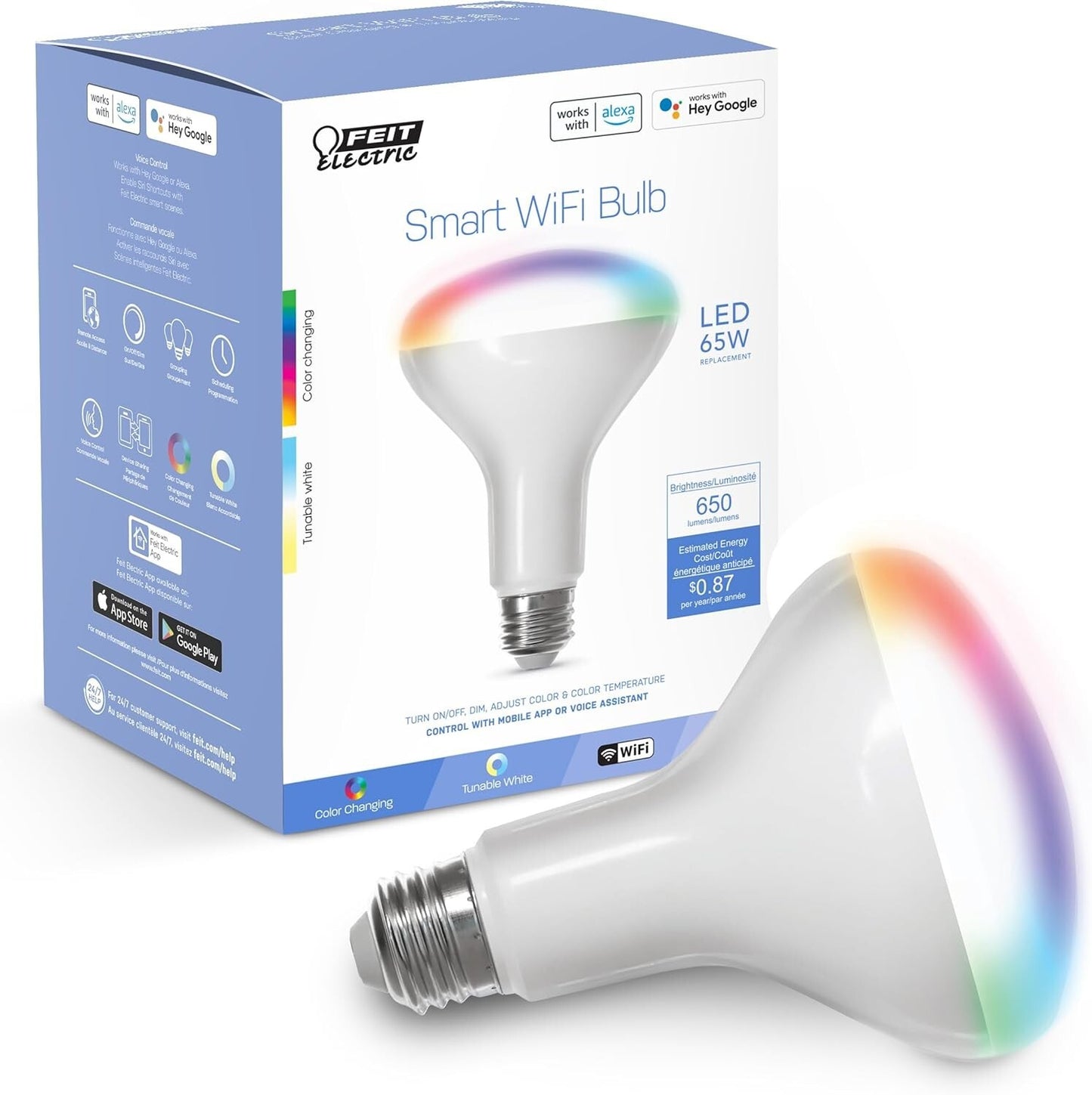 BR30 Feit Electric Smart Flood Light Bulb24GHz WiFi Color Changing Dimmable