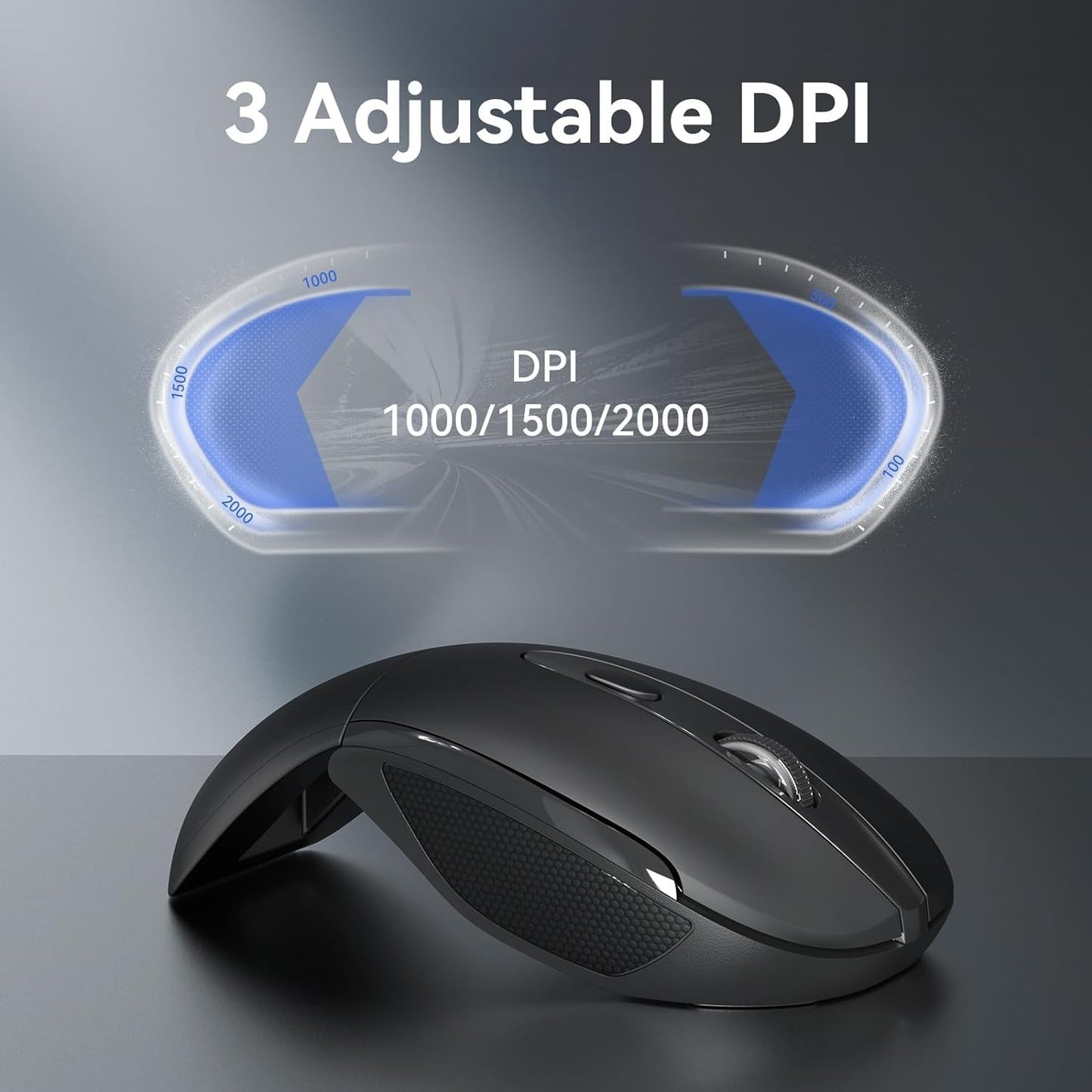TTECKNET Folding Wireless Travel Mouse – 3 DPI, 2.4G, Portable, 2-Year Battery