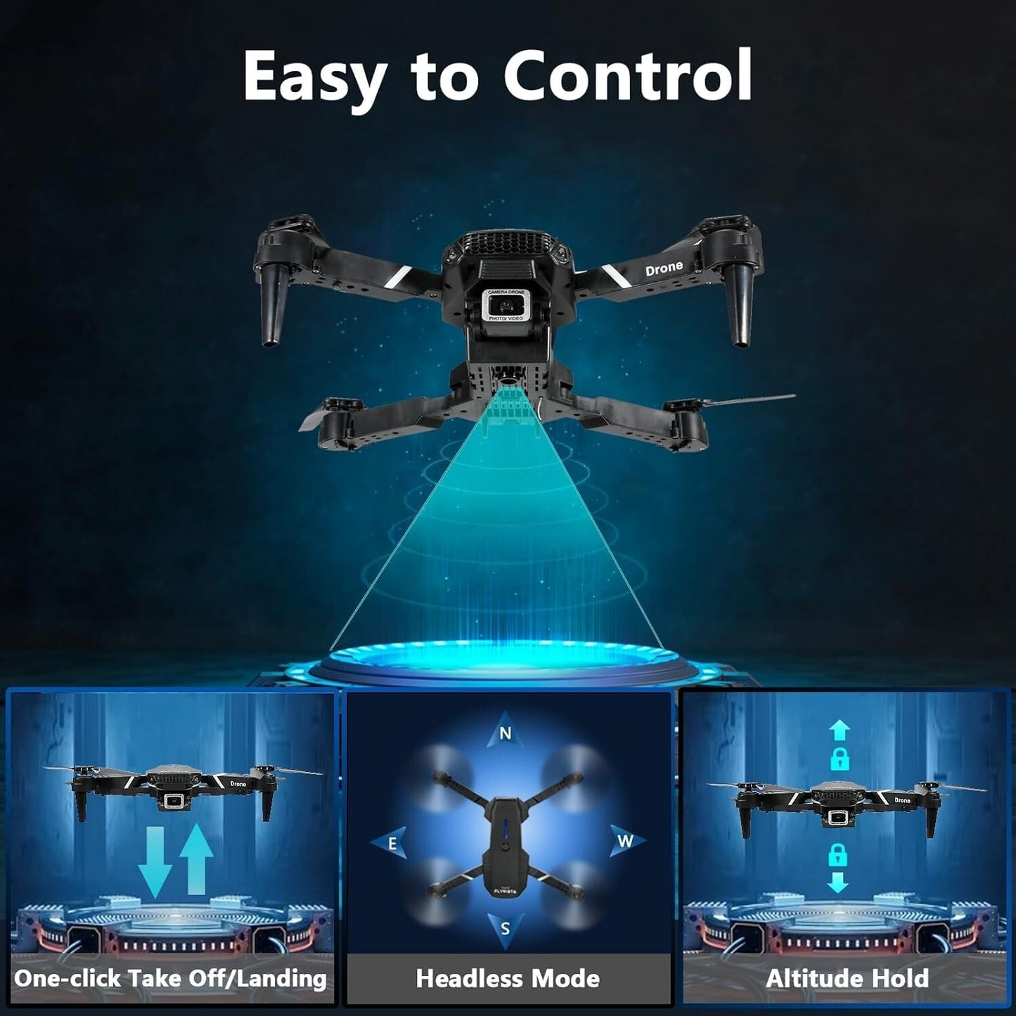1080P FPV Mini Drone Camera Adults Kids Wifi Camera Drone 3 Batte