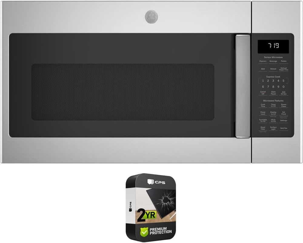 GE JVM7195SKSS 1.9 Cu Ft Over-the-Range Microwave, CPS Warranty, Stainless Steel