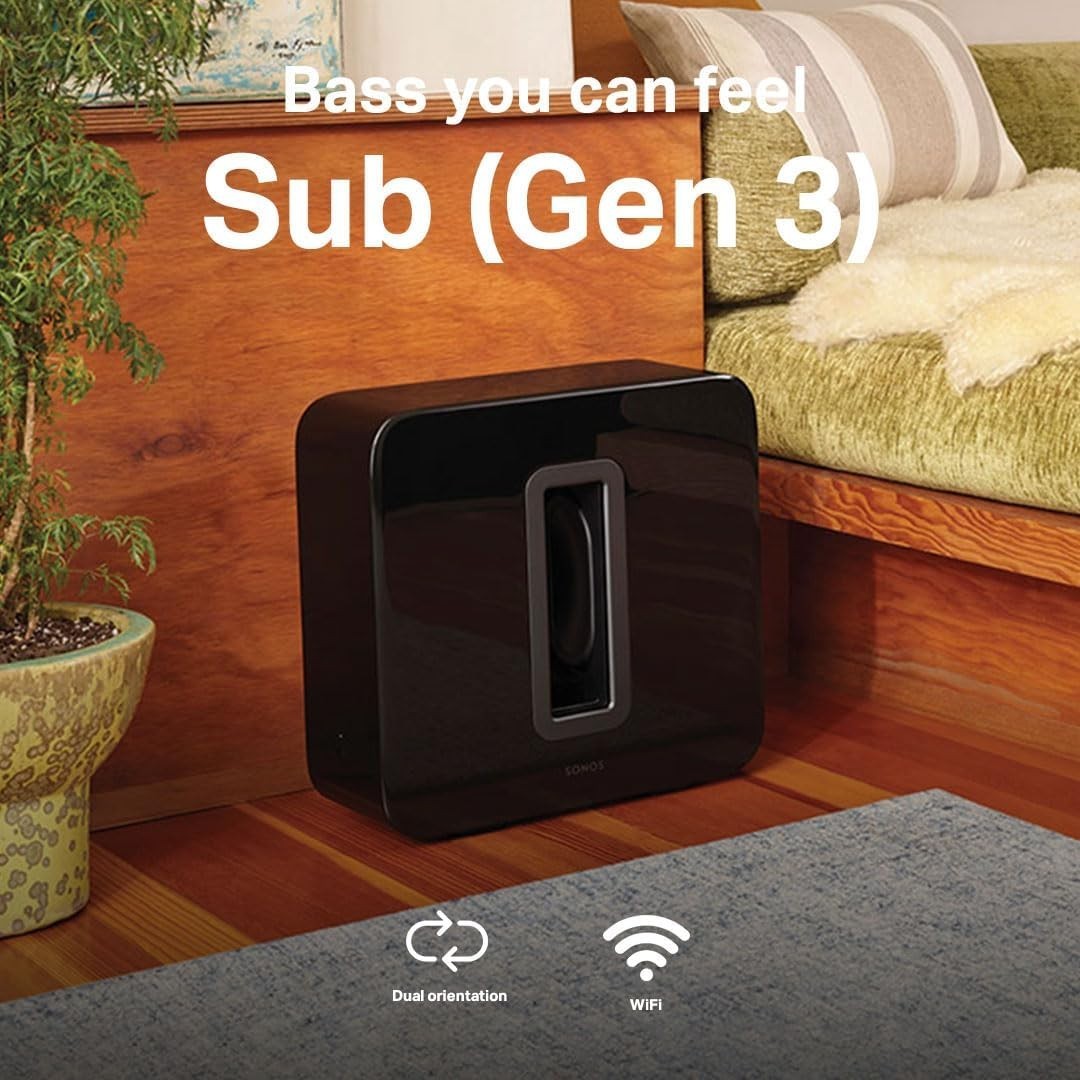 Sonos Sub Wireless Subwoofer Rich Powerful Bass Gen 3 SUBG3US1BLK  (Black )