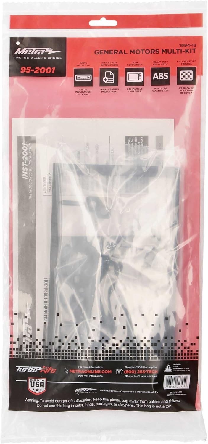 Metra 95-2001 Double DIN Dash Kit– Fits 1994–2012 GM Vehicles Black Mounting Kit