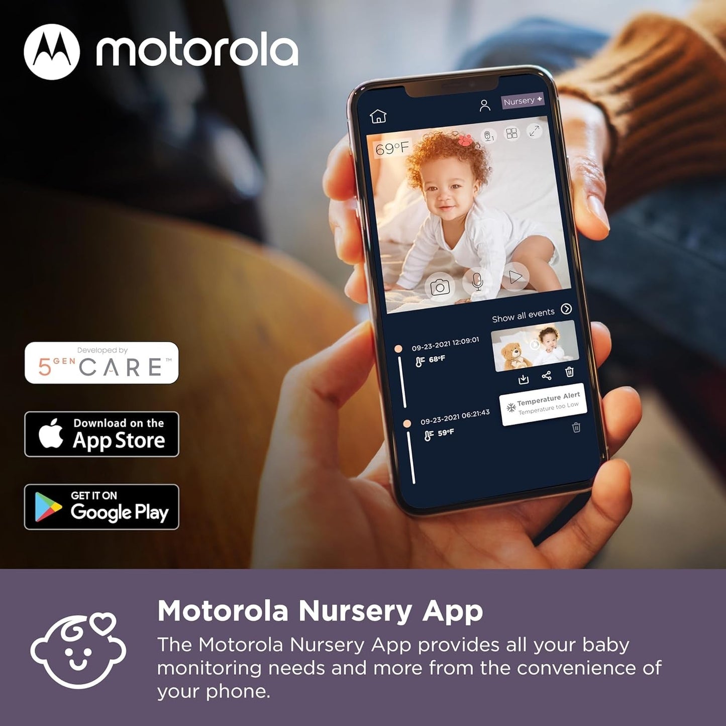 Motorola Nursery Baby Monitor with Camera and Audio, Portable VM36XL WiFi