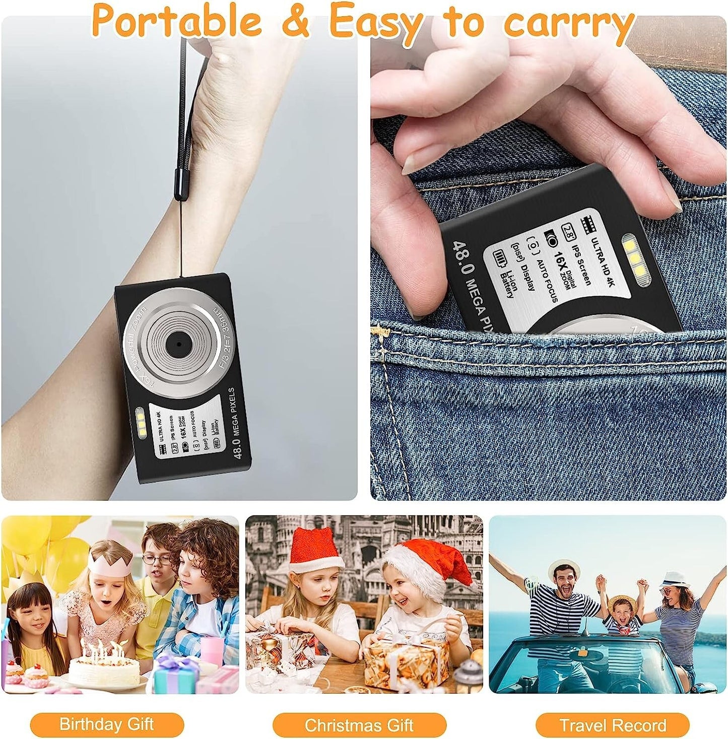 FHD 1080P Kids Digital Camera Compact Camera Autofocus Digital Zoom